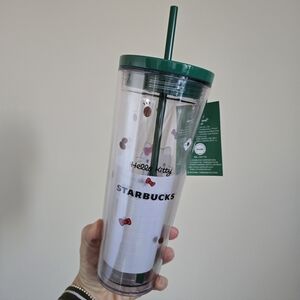 Starbucks Hello Kitty Clear Tumbler with Green Lid 24oz